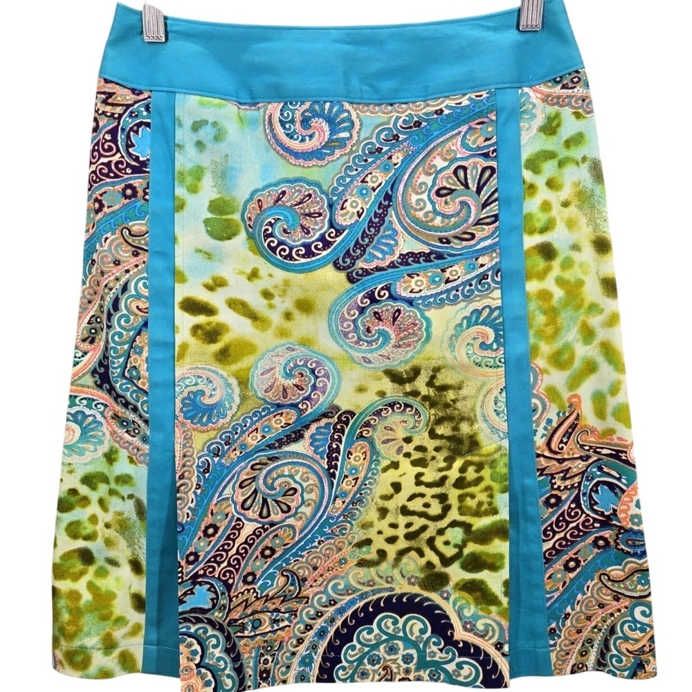 Vtg Harve Benard Collection Cotton Stretch Abstract Loud Art Paisley Skirt 4 Y2K - Picture 1 of 8